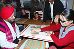 H.E. Governor interacting with the students of, Donyi Polo Mission School for the visually impaired at Donyi Polo Mission Rehabilitation Centre, Chimpu: 03/12/2009