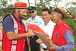 H.E. Governor being welcomed at Poma Village, Itanagar: 05/11/2009