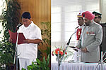 Governor Gen (Retd) J J Singh administering the oath of office and secrecy to Shri Dorjee Khandu at Raj Bhavan. : 25/10/2009