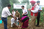 State First lady Smti Anupama Singh, Preseident Muskan society, taking part in plantation programme while H.E. looks on