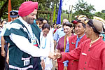 H.E. interacting with Gaon Burahs at Poma village during inauguration of Poma Bamboo Processing Centre: 18/08/2009