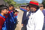 H.E. Governor interacting with students of Sangey Lhaden Sports Academy, Chimpu at the Academy during his visit to the campus: 29/11/2009