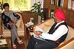 H.E. taking up issues related to development of Tourism in the state with Union Minister for Tourism Kumari Selja at New Delhi:13/08/2009