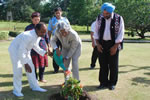 Former President of India Dr. A.P.J. Abdul Kalam planting a plant popularly known as &ldquo;Aak Jora&rsquo; in the premise of the Raj Bhavan, Itanagar as Governor and State First Lady Anupama Singh looks on: 04/08/2010