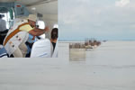 Arunachal Pradesh Governor Gen JJ Singh during his visit to the on-going Bogibeel Bridge Project over River Brahmaputra to take stock of the progress of the construction works : 07/08/2010