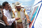 Arunachal Pradesh Governor Gen JJ Singh interacting with the Project Engineers during his visit to the on-going Bogibeel Bridge Project over River Brahmaputra to take stock of the progress of the construction works : 07/08/2010