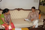 State First Lady Anupama Singh discussing Muskan Society Programmes with other members at Raj Bhavan :10/08/2010
