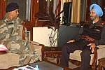 Governor Gen JJ Singh with Border Road Organisation Director General Lt Gen S Ravi at Raj Bhavan, Itanagar. : 25/11/2010