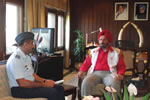 Governor Gen JJ Singh with Wg Cdr TP Shaji, CO, ASC, Guwahati and Wg Cdr Vivek Menon, EAC Observer at Raj Bhavan, Itanagar: 25/11/2010