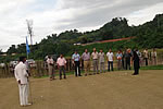 Governor putting at the newly developed green of Sangey Lhaden Sports Academy, Chimpu