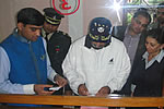 H.E. Governor at Jan Suvidha Centre Yingkiong, accompanied by First lady, DC Upper Siang and Secretary to Governor: 04/04/2010