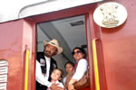 H.E. Governor and First lady taking a ride on the train during inspection of ongoing railway project at Harmuty: 16/02/2010 