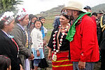H.E. Governor along with First lady interacting with Lisu ladies at Vijoynagar :03/04/2010