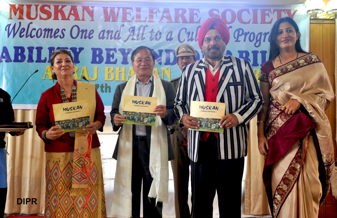 The Governor of Arunachal Pradesh General (Retd) JJ Singh and Chief Minister Shri Nabam Tuki released a booklet of Muskan during the cultural programme �Ability beyond disability� presented by physically challenged children at Raj Bhawan, Itanagar:27/01/2013