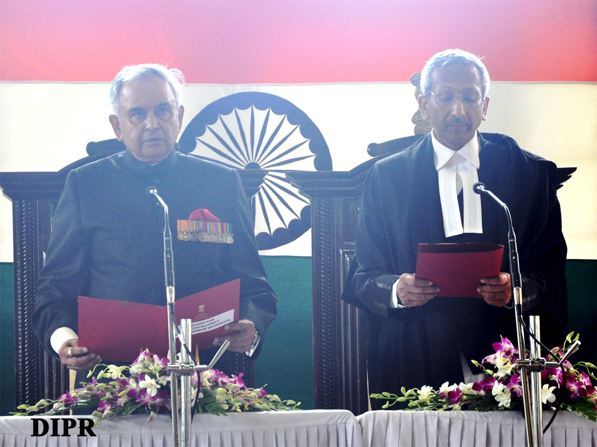Lt. General (Retd) Nirbhay Sharma, PVSM, UYSM, AVSM, VSM sworn in as the Governor of Arunachal Pradesh at  Darbar Hall, Raj Bhawan, Itanagar:29/05/2013. Hon�ble Chief Justice of Gauwahati High Court Mr. Justice A.K. Goel administered the oath of office.