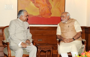 The Governor of Arunachal Pradesh, Lt. Gen. (Retd.) Nirbhay Sharma
with the Prime Minister, Shri Narendra Modi, in New Delhi on June 07,
2014