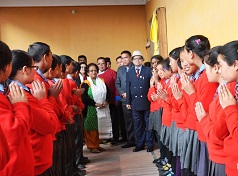 The Governor of Arunachal Pradesh Shri JP Rajkhowa and First Lady of the State Smt Rita Rajkhowa visiting an orphanage �Manjushree Vidhyapith�, Tawang, on 24th October 2015. 