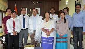 The Governor of Arunachal Pradesh Shri JP Rajkhowa with the State Information Commissioners at Raj Bhavan, Itanagar on 8th June 2016.