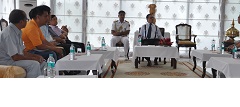 The Governor of Arunachal Pradesh Shri JP Rajkhowa with students� and employees� representatives of the RGU at Raj Bhavan, Itanagar on 14th June 2016.