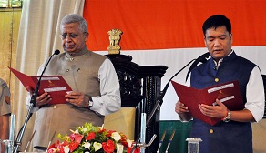 The Governor of Arunachal Pradesh Shri Tathagata Roy administered the Oath of Office and Secrecy to the Chief Ministers of Arunachal Pradesh Shri Pema Khandu at the Darbar Hall, Raj Bhavan, Itanagar on 17th July 2016.
