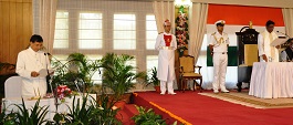 The Governor of Arunachal Pradesh Shri V. Shanmuganathan administered the oath of office and secrecy to the new Cabinet Minister Shri. Tamiyo Taga in Darbar Hall, Raj Bhavan, Itanagar on 14th October�2016