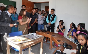 The First Lady of the State Smt Neelam Mishra visiting the Class room of Donyi Polo Mission School for the Hearing and Visually Impaired during the �World Day for the Disabled� celebration, Chimpu, Itanagar on 3rd December 2017.