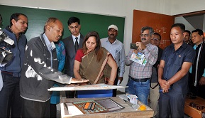 The First Lady of the State Smt Neelam Mishra visiting the Class room of Donyi Polo Mission School for the Hearing and Visually Impaired during the �World Day for the Disabled� celebration, Chimpu, Itanagar on 3rd December 2017.