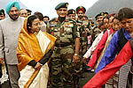 President of India and Governor in Kibithu with Defence Personnels