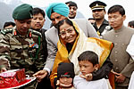 President of India and Governor in Kibithu with Defence Personnels