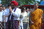 Governor and the State First Lady with Hinayana monks at Theravada Buddhist temple, Itanagar during Buddha Jayanti