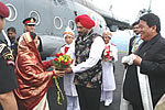 President of India being given warm welcome by the Governor and Chief Minister of Arunachal Pradesh