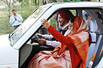 President of India on tour of Rajbhawan in a Electric Reva car driven by the Governor