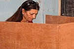 First lady Anupama Singh casting her vote in the Parliamentary election at Govt. Middle School, P-Sector, Itanagar